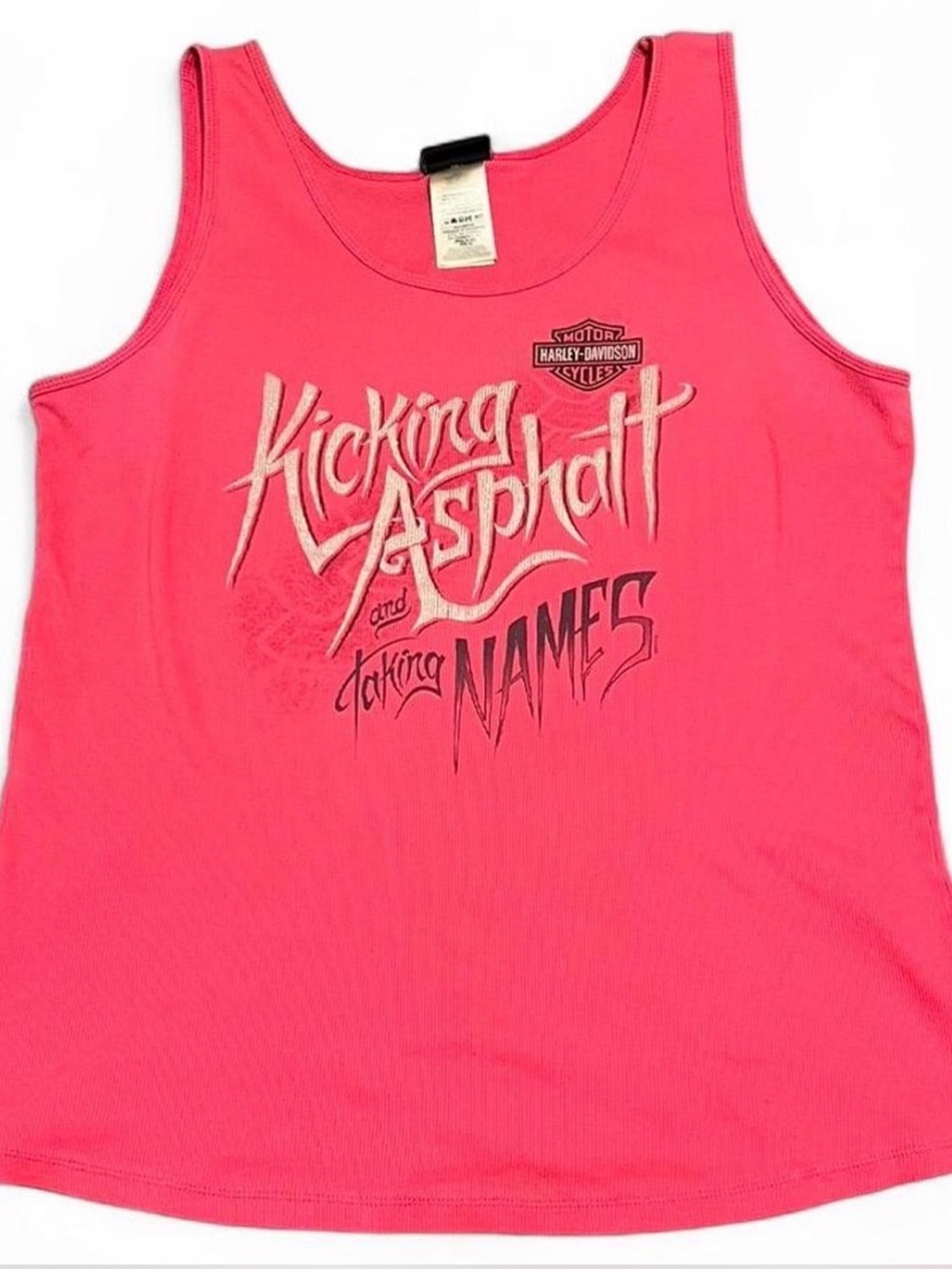 Harley-Davidson Pink Kicking Asphalt Graphic Tank Top *read description*